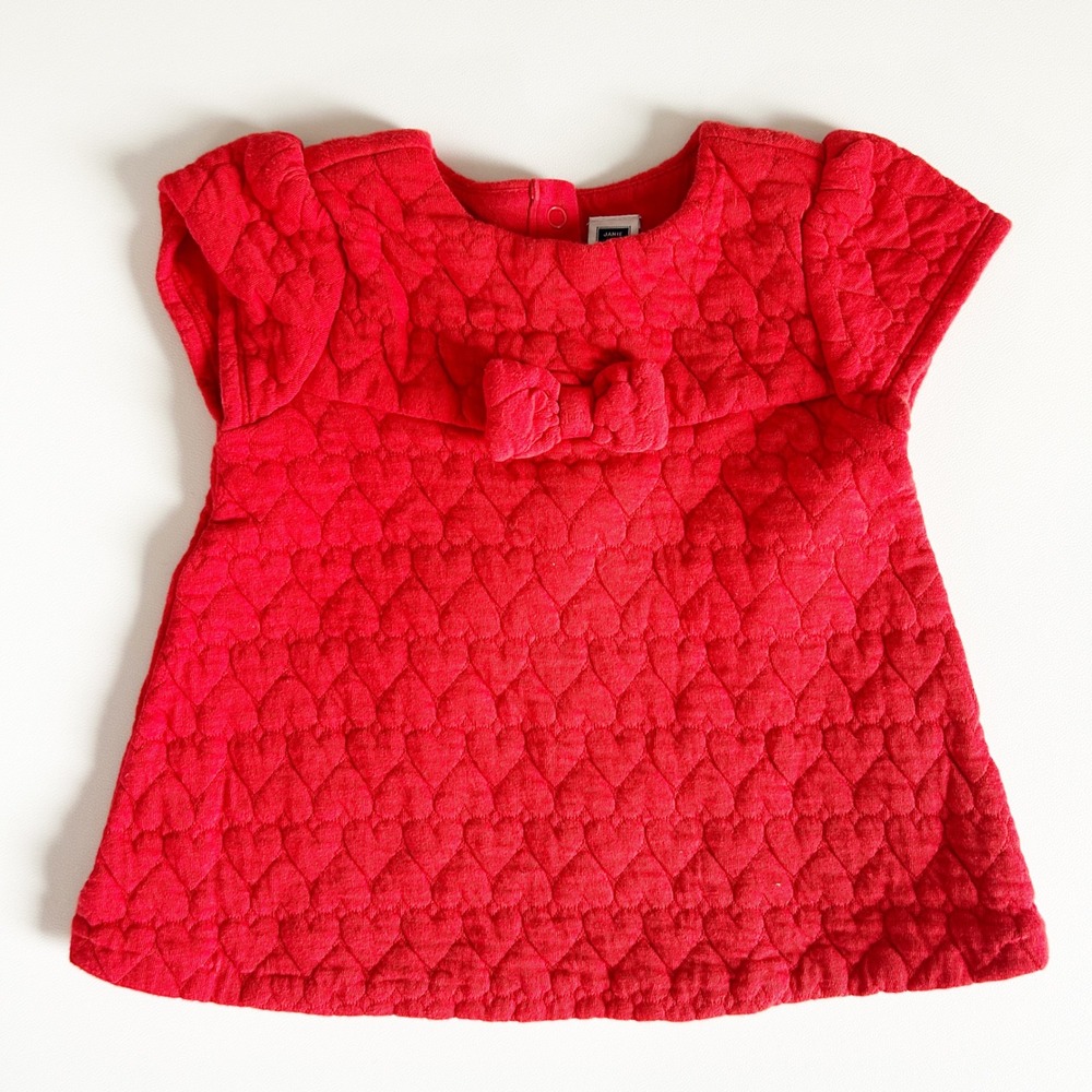 Janie and Jack Baby Girls Candy Quilted Heart Valentines Day Bow‎ Dress 18-24M